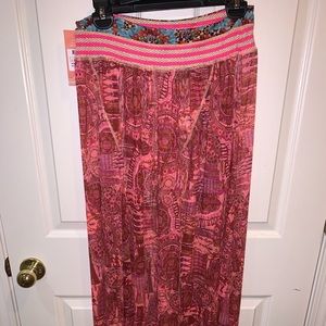 Maaji Hot Pink/Coral Mesh Dbl Slit Skirt Coverup